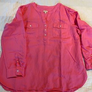Talbots fuchsia popover shirt, linen/cotton, size XL
